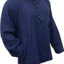 Shopoholic Fashion Plain Grandad Shirt (X-Large, Blue)