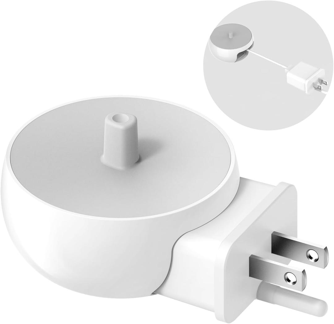 2-in-1 Wall Charger for Oral-B Braun Electric Toothbrush, 3-Port US Plug Charger Base for Oral B Genius Pro Smart Vitality Kids io2 io3 io4 io5 io6 Serie, IPX5, White