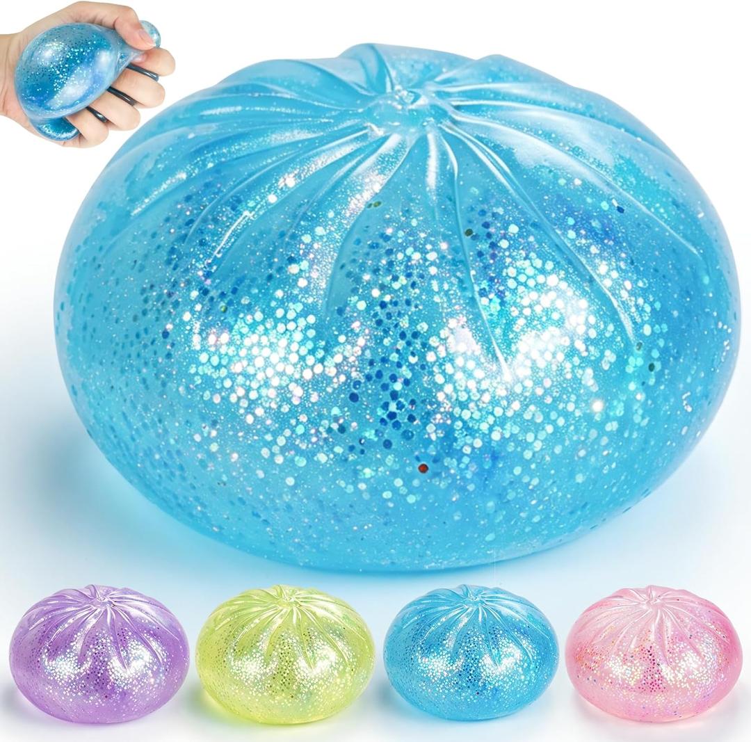 Dumpling Squishies,3.4inch Colorful Dumpling Stress Balls, Fidget Sensory Toy, Squeeze Dough Ball Stress Relief Hand Toys with Food Steamer,Dumpling Squishy Mystery Box, 2 Colors Random (1pack)