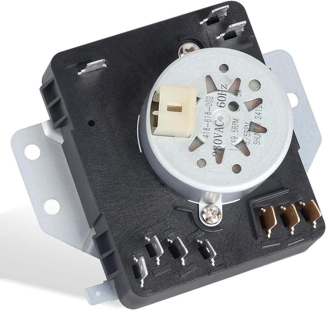 W10185982 Dryer Timer Compatible with Whirlpool, Maytag WED4815EW1, WGD4800XQ0, YWED5200VQ1, WPW10185982 Dryer Timer Replacement for 418-618-20-b5, PS11749831, 230V 60Hz, OEM Quality