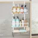 SWTYMIKI Over The Door Shower Caddy - 3 Tier Rustproof Hanging Shower Organizer with Adjustable Shelves, 28 Hooks & Soap Holder, Hanging Shower Rack Storage for Bathroom Accessories, White