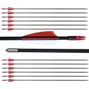 28" Target Arrows Youth Beginners Practice Fiberglass Arrows for Recurve BowSafety Blunt Tips (Red) 12 Pcs