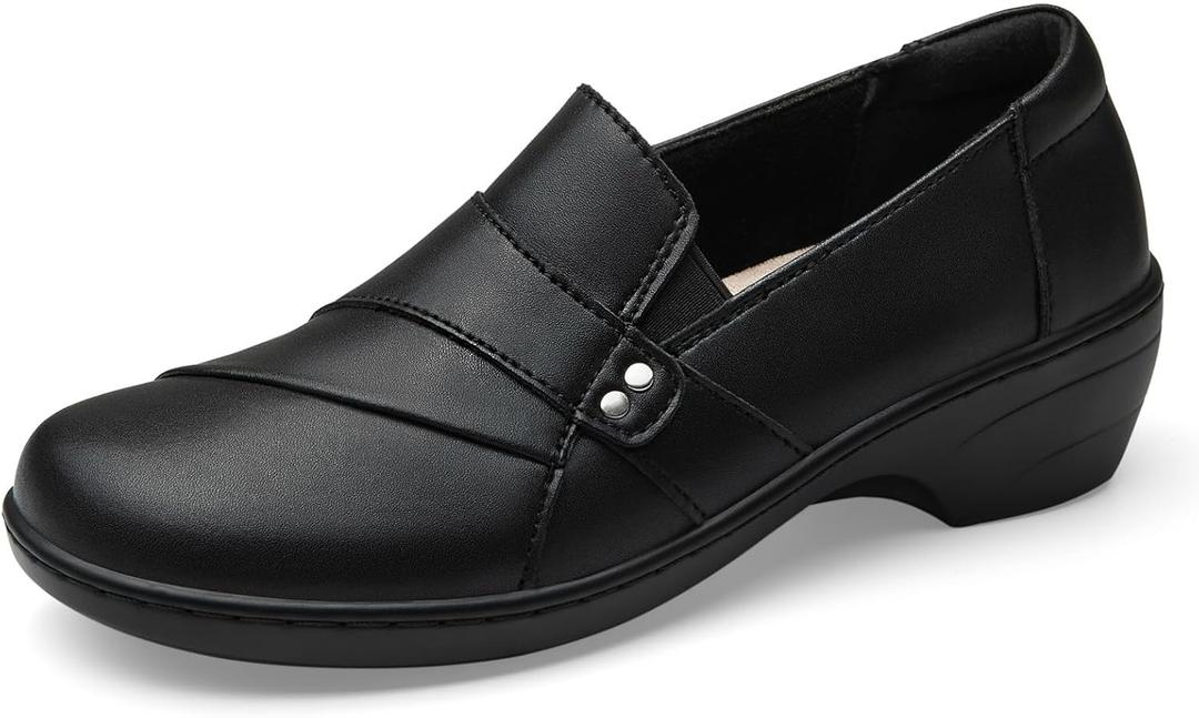 KORDAL Women's Comfortable & Lightweight Black Leather Loafers Slip-Ons Stylish Business Casual Dress Shoes Work Office Everyday Walking Shoes for Women 36EUR M Black