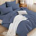 Litanika King Size Comforter Set Bluish Grey - 7 Pieces Bed in a Bag King Bedding Comforter Sets, Solid Lightweight Bed Set with Comforter, Sheets, Pillowcases & Shams