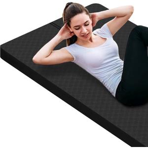 nuveti Large Exercise Mat - 15mm/20mm/30mm Thick Yoga Mat | Workout Mat for Fitness, Yoga, Pilates, Stretching & Floor Exercises for Women & Men with Free Carrying Bag (Black)