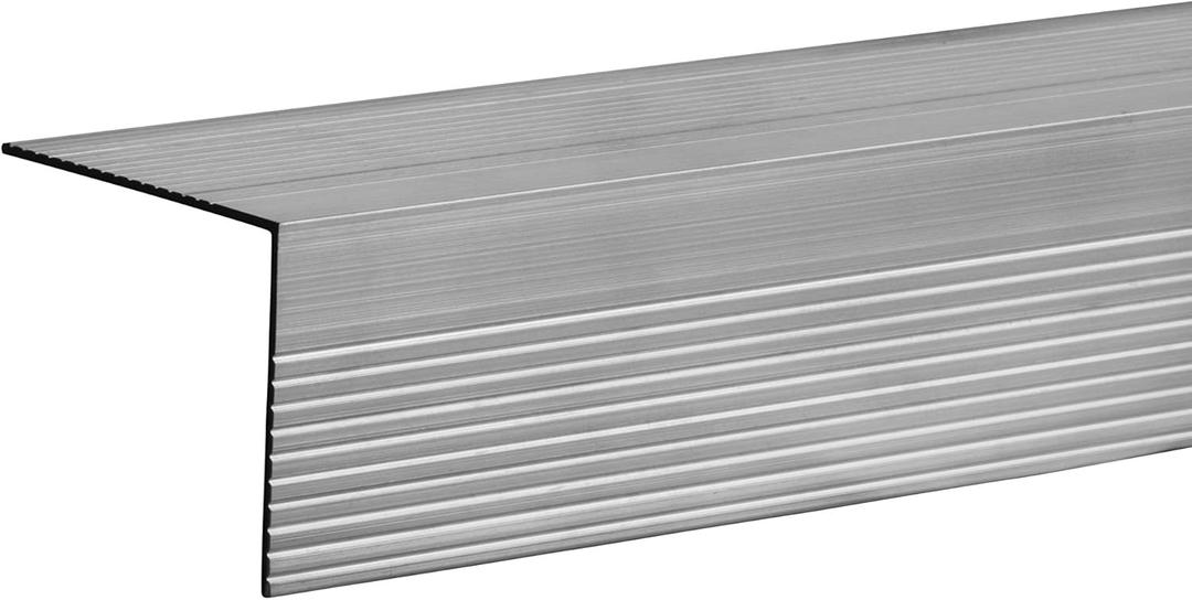 Stair Nosing, Stair Edge Protector, 48" Long - Stair Nose Molding - Aluminum Mill (Silver)