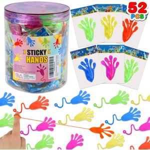 2 x 52 pcs Sticky Hands, Party Favors for Kids 4-8 8-12 Goodie Bag Stuffers Treasure Box Prizes Mini Stretchy Hands Fidget Toys Adults Party Supplies Birthday Gifts for Boys Girls Teens