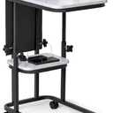 C Shaped End Table with Charging Station, Adjustable Height, Large