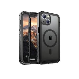 Magnetic for iPhone 14 Case, [Compatible with MagSafe][Military Grade Drop Protection][Heavy Duty Protection][Non-Slip][Shockproof] 2-Layer Durable Bumper Phone Case 6.1''-Black