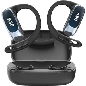 W&P Open-Ear Headphones, Wireless Bluetooth Earbuds with Microphone - Water Resistant - Lightweight - 28 Hrs Playtime, Secure for Sports, Gym, Running and Workout