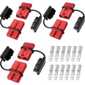 Frienda 6 Pieces 2-4 Gauge 175A Battery Quick Connector 12-36V Disconnect Wire Harness Plug Kit Battery Quick Connector Disconnect Plug for Motor Winch Trailer(175A)
