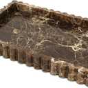 YMXYJM Natural Marble Tray for Bathroom, Real Stone Decorative Vanity Tray with Fluted Edge, Large Marble Serving Storage Tray for Kitchen Counter, Dresser, Home Decor, 11.8" x 8", Dark Brown