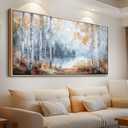 PHAOHUAXM Large Wall Art For Living Room Canvas Wall Decor For Bedroom Office Decorations Trees Forest Landscape Painting Lake view Wall Pictures Home Decor Printing Artwork Wood Framed 30x60 In