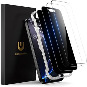 UNBREAKcable 4PCS Screen Protector for iPhone 16 Pro - 2 Privacy Tempered Glass+2 Clear Glass Double Shatterproof [Installation Frame] [9H Hardness] [Case Friendly] Anti-Scratch for iPhone 6.3 inch