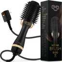 Professional Blowout Hair Dryer Brush, Black Gold Dryer and Volumizer, Hot Air Brush for Women, 75MM Oval Shape (Black Gold)