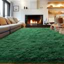 Rezutan Fluffy Rug for Living Room Bedroom, Large Comfy Modern Shaggy Fuzzy Kids, Plush Indoor Nursery Classroom Home Decor Bedside Rug with Non-Slip Bottom, Blackish Green, 8 X 10 Feet (9' x 12' (Rectangular))