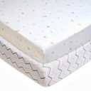 American Baby Company 2 Pack 100% Natural Cotton Fitted Mini Crib Sheets 38" x 24" - Soft & Breathable Small Nesting Portable Sheets, Fits Pack N Play Mattresses, Pink Stars/Zigzag, for Boys & Girls