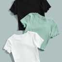 Floerns Girls' Casual T-Shirt (Black)