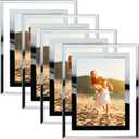 5x7 Picture Frames Silver - Set of 4, HD Real Glass 5 by 7 Photo Frame Mirrored Edge Great Gift, for Tabletop Display, Wedding Birthday Christmas Day Gifts (5 x 7, Silver)
