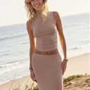 UEU Womens Skirt Set 2 Piece Outfits Summer Trendy Crop Sleeveless Tank Top High Waist Bodycon Maxi Long Dress Sets (L)