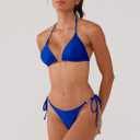 Cheeky Triangle Bikini Sets for Women Sexy String Bathing Suit 2 Piece (Blue, XS)