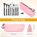 2 x uxcell Makeup Brush Holder Bags, Small Travel Make Up Brush Cosmetics Pouch Pencil Organizer Bag for Home Office Travel Organization, Pink