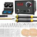 FIRElood Wood Burning Tool, Wood Burner kit Pen 25~750, Wood Burning kit with Digital Thermometer Temperature Adjustable Temperature, 2 pyrographic Wood Burning pens, 23 Wood Burning Pen Tips (LH40-2-new)