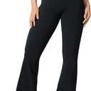 Hugcurve No Front Seam High Waisted Flare Leggings for Women Bootcut Yoga Pants Buttery Soft Lounge Workout - 31'' (Large, Black)