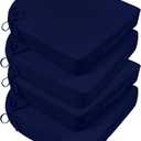 Basic Beyond Outdoor Cushions for Patio Furniture: Waterproof & UV Resistant Outdoor Chair Cushions Set of 4-19 x 19 x 3 Inch Thick Patio Chair Cushions with Ties & Handle, Navy Blue