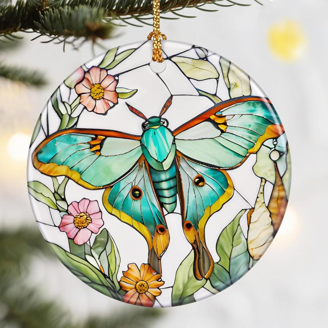 Christmas Ornaments, Dodosky 2.8in Ceramic Hanging Ornament, Xmas Decor, Christmas Tree Ornaments, Xmas Decorations for Tree, Holiday Ornament, Butterfly Gifts, Gifts Ideas, Gift for Women, Her