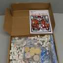 Xelbreelark Mini Mahjong Travel Set, American Travel Mahjong Game with 166 White Tiles (0.8"), Complete Portable Set Includes 4 Racks, Rules, Chips,Dice & Blue Printed Bag