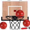 Indoor Basketball Hoop for Kids, Mini Basketball Hoops Over The Door and Wall Mount with Wooden Backboard, 3 Balls and Pump, Idea Toys Gifts for Kids and Adult