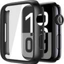 Misxi 2 Pack Tempered Glass Case Compatible for Apple Watch Series 11 (2025) Series 10 46mm, Screen Protector Cover for iWatch, Black
