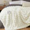 GarveeHome Heated Blanket Queen, Dual Control Faux Fur Electric Blanket with 4 Heat Settings, Soft Bubble Blanket with 8 Hour Auto-Off & Overheat Protection, for Gifts Home Couch or Bed, White