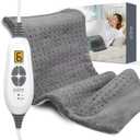 Pure Enrichment PureRelief XL Heating Pad - 12" x 24" Electric Heating Pad for Back Pain & Cramps, 6 Heat Settings, FSA/HSA Eligible, Soft Machine Wash Fabric, Auto-Off & Moist Heat (Charcoal Gray)
