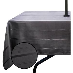 Space Dresser Jacquard Rectangle Outdoor Tablecloth with Umbrella Hole, Spill proof and Waterproof Fabric Table Cloth, Washable Wrinkle Free Table Cover for Patio Spring Summer, 60 x 120 Inch Grey
