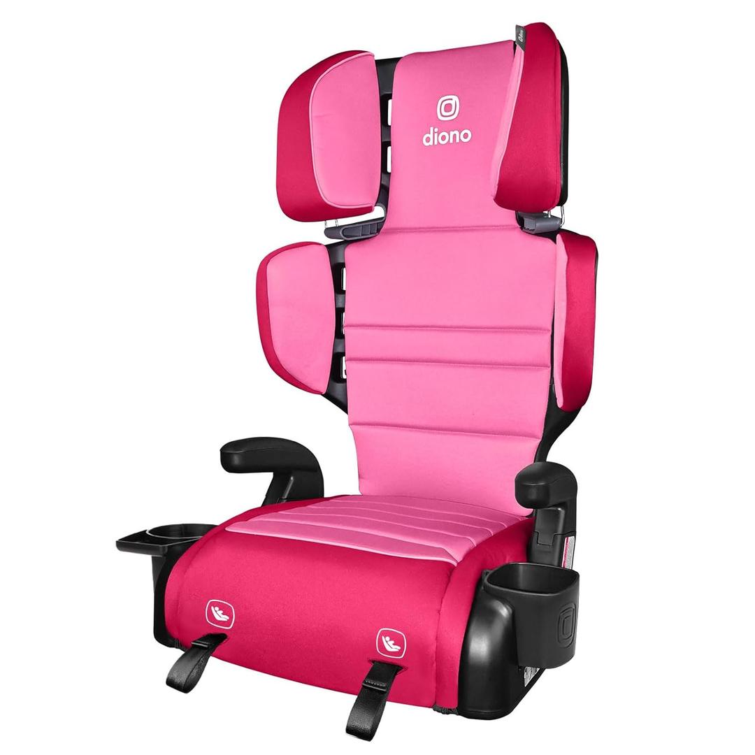 Diono Connect3 RXT 2-in-1 High Back Booster, Slim Fit 3-Across in Many Mid-Sized Sedans and SUVs, for Children from 40-120 lbs., Lightweight with Latch, Pink Cotton Candy