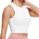 Natural Feelings Nudi Sports Bras for Women Removable Padded Yoga Tank Tops Sleeveless Fitness Workout Crop Tops (White, XL)