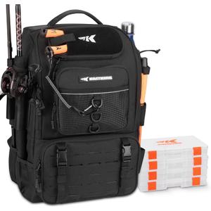 KastKing KarryAll Fishing Tackle Backpack with Rod Holder 4 Tackle Boxes,40/26L Tackle Bag Storage Fishing Gear and Equipment