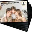 Mingting Magnetic Picture Frame, Holds 8.5x11 Inches Pictures, Reusable Black Magnet Fridge Photo Sleeves for Refrigerator, Locker,Office Cabinet (6Pcs,Black)
