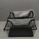 3 Pcs Stackable Wire Baskets for Pantry Organizers and Storage,Vegetable Fruit Basket for Countertop,Kitchen Storage Metal Baskets,Produce Potato Onion Storage Bin,Black