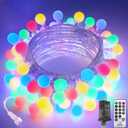 LORRYTE Connectable 100LED Globe String Lights Indoor Outdoor - 43FT Multicolor String Lights with Remote, 8 Modes Fairy Light Plug in Waterproof for Classroom Party Decorations Bedroom Decor