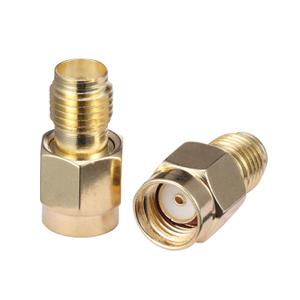 SMA Female to RP-SMA Female Adapter Barrel Connector Copper Gold-Plating 50 ohms Coaxial Cable Radio Router WiFi Antenna Walkie-Talkie Mobile Communication, Pack of 2