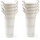 Notakia Galvanized Metal Vases Farmhouse French Flower Bucket Vases for Cut Flowers for Home Decor and Wedding Table Centerpiece Decorations (Beige Set of 8)