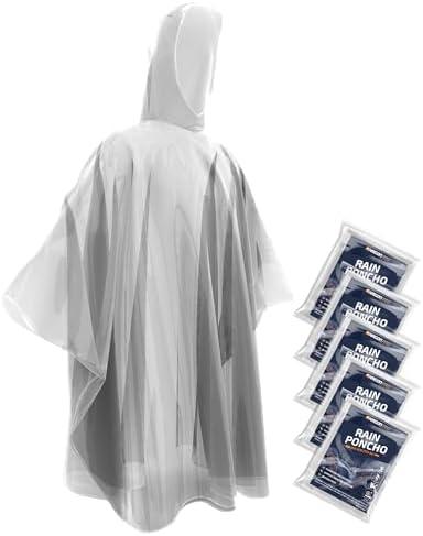 Hagon PRO Disposable Rain Ponchos for Adults, (5 Pack)
