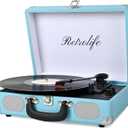 Vinyl Record Player with Speakers Vintage Turntable for Vinyls Records Wireless Playback Belt-Driven Turntable Support 3-Speed RCA Line Out AUX in Headphone Jack Blue