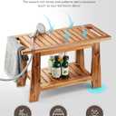 Tinamo 28" Shower Benches for Inside Shower - 400Lbs Capacity - Wooden Shower Stool Waterproof for Shaving Legs - Bench Seat with Storage Towel Shelf for Bathroom - Chair Spa Bath Nail Shave (Acacia)