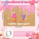 6 7 Birthday Decoration Backdrop,I was 6 Now I'm 7 Birthday Backdrop Banner, Ice Cream Drip Sweet Funny Number Pattern Wall Background for Girl Boy 7th Bday Party Decoration