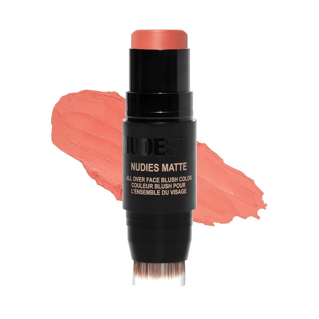 Nudestix Nudies Blush Stick 3-in-1 Cream Blush for Cheeks, Eyes & Lips with Built-In Brush | Soft Matte Finish for a Natural Flush