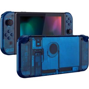 eXtremeRate DIY Replacement Shell Buttons for Nintendo Switch, Back Plate for Switch Console, Housing with Full Set Buttons for Joycon Handheld Controller - Clear Blue [No Electronics Parts]